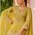 Mehendi yellow chinon embroidered palazzo suit set