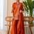 Dark-orange silk blend thread embroidery palazzo set