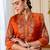 Dark-orange silk blend thread embroidery palazzo set
