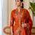 Dark-orange silk blend thread embroidery palazzo set