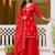 Red silk blend embroidered palazzo set