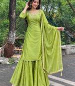 Mehendi silk blend embroidered palazzo set