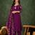 Purple silk blend embroidered kurta set