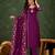 Purple silk blend embroidered kurta set