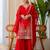 Red silk blend embroidered palazzo set