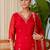 Red silk blend embroidered palazzo set