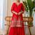 Red silk blend embroidered palazzo set