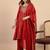 Red silk blend embroidered palazzo set