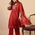 Red silk blend embroidered palazzo set