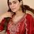 Red silk blend embroidered palazzo set
