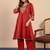 Red silk blend embroidered palazzo set