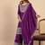 Purple silk blend embroidered palazzo set