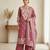 Dark-pink cotton hand embroidery kurta set