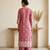 Dark-pink cotton hand embroidery kurta set