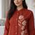Dark-orange cotton embroidered kurta set