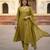 Parrot-green chanderi hand embroidery kurta set