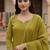 Parrot-green chanderi hand embroidery kurta set