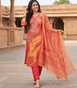 Multicolor viscose hand embroidery kurta set