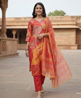 Multicolor viscose hand embroidery kurta set 2