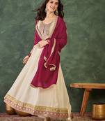 Cream silk embroidered