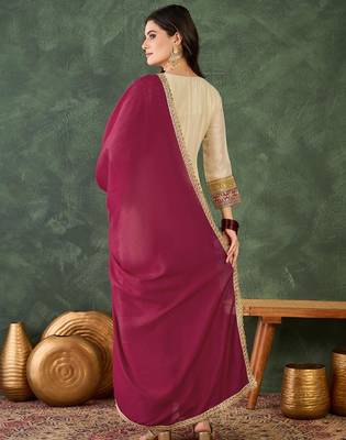 Cream silk embroidered 3