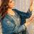 Light-blue chanderi silk embroidered