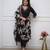 Black viscose embroidered