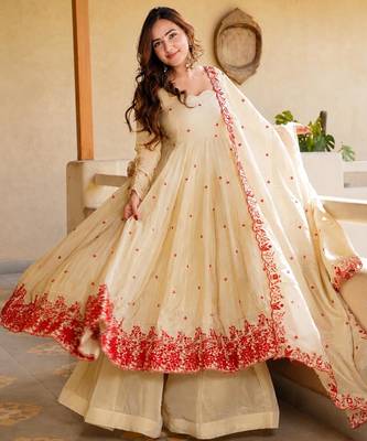 Cream chanderi embroidered 5