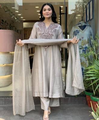 Grey cotton embroidered 2