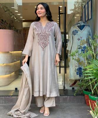 Grey cotton embroidered 3