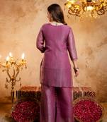 Purple silk blend embroidered