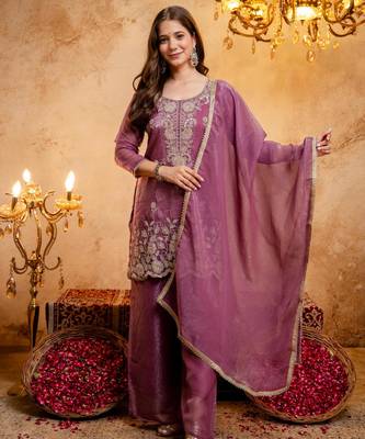 Purple silk blend embroidered 3