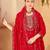 Red viscose embroidered kurta set