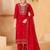 Red viscose embroidered kurta set