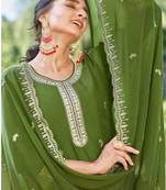 Green georgette embroidered kurta set