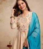Cream chanderi embroidered