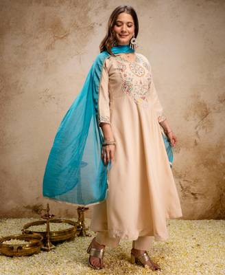 Cream chanderi embroidered 2
