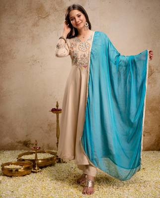Cream chanderi embroidered 3