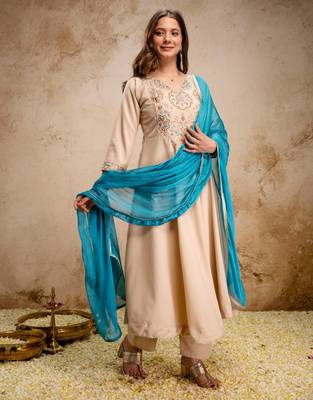Cream chanderi embroidered 5