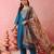 Dark-blue pure silk embroidered