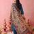 Dark-blue pure silk embroidered