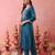 Dark-blue pure silk embroidered