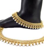 Jodha style pearl gold plated new fashion jewelry bridal anklet payal