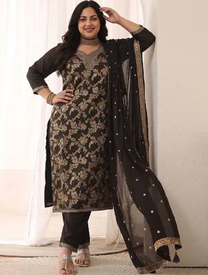 Women ethnic motifs regular kurta with trousers & with dupatta 1