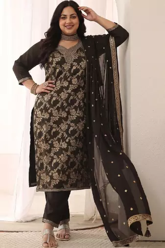 Women ethnic motifs regular kurta with trousers & with dupatta