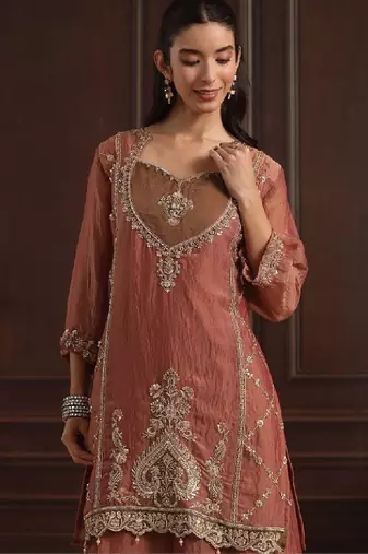 Women ethnic motifs embroidered regular kurta with palazzos & with dupatta