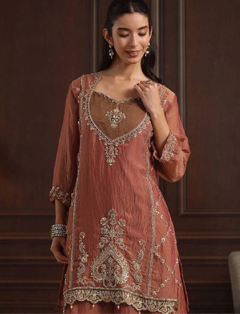 Women ethnic motifs embroidered regular kurta with palazzos & with dupatta