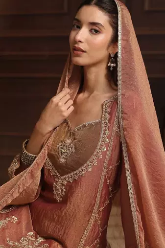 Women ethnic motifs embroidered regular kurta with palazzos & with dupatta