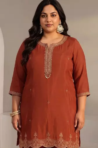 Women ethnic motifs embroidered regular chanderi silk kurta with trousers & with dupatta