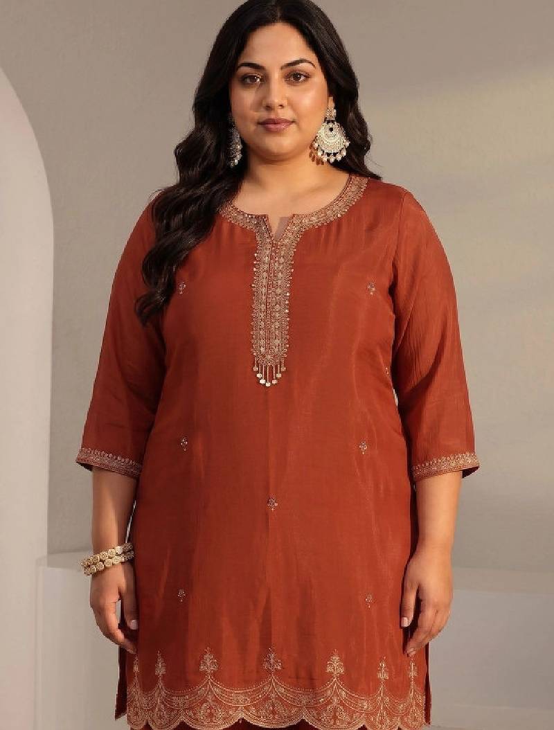 Women ethnic motifs embroidered regular chanderi silk kurta with trousers & with dupatta